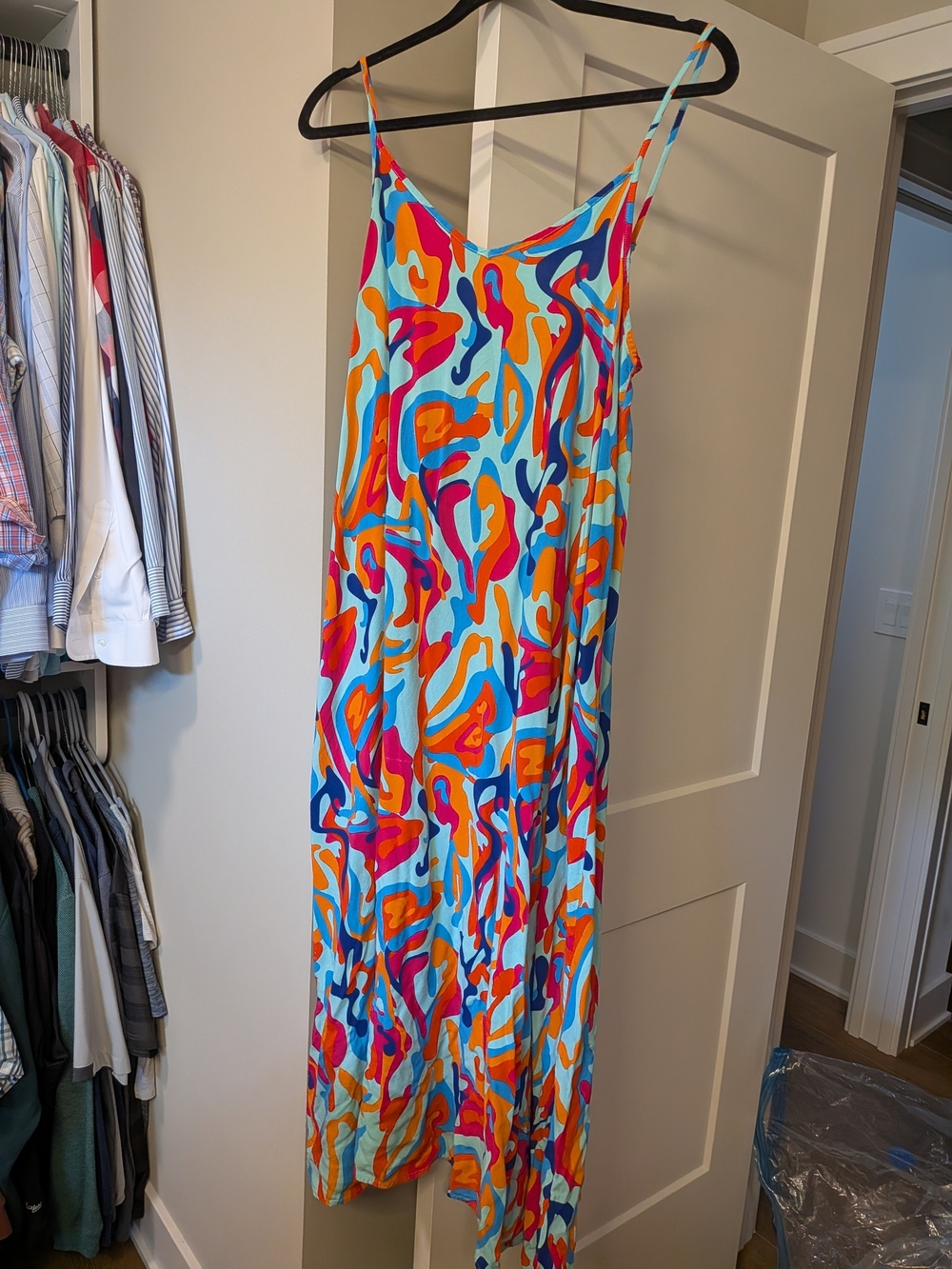 Love By Design Vibrant Swirl Maxi Dress - Orange Blue Pink Cream